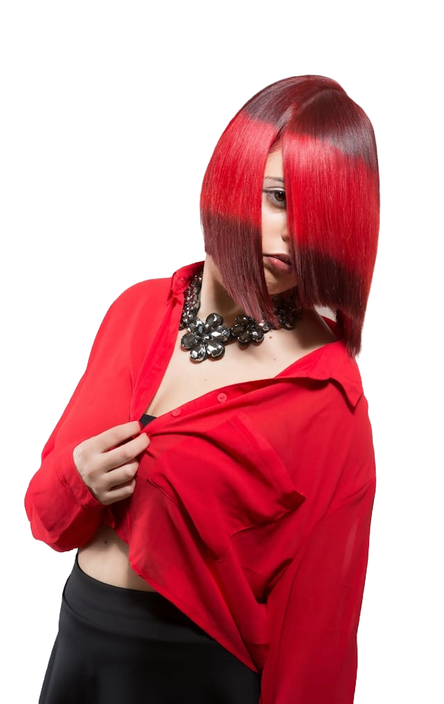 woman in red dress and red hair